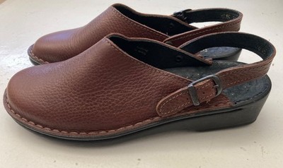 Josef Seibel Brown Leather Clog Mule Shoes w/ Convertible Strap, 39 EU/8.5 US