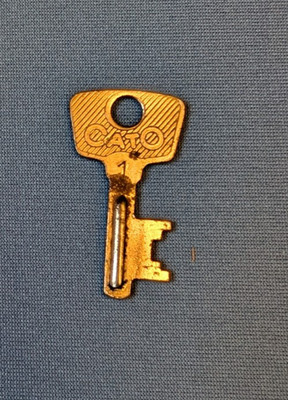 Vintage steel CATO skeleton key #1, large bit w/track, 1 5/8'' long