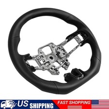 Full Black Leather Steering Wheel For 2018-2023 Ford Mustang Ecoboost Gt D-shape Full Black Leather Steering Wheel For 2018-2023 Ford Mustang Ecoboost Gt D-shape