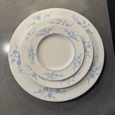 Vintage Spode Geisha Light Blue 3 Piece Plate Set - Dinner Salad Bread/Dessert