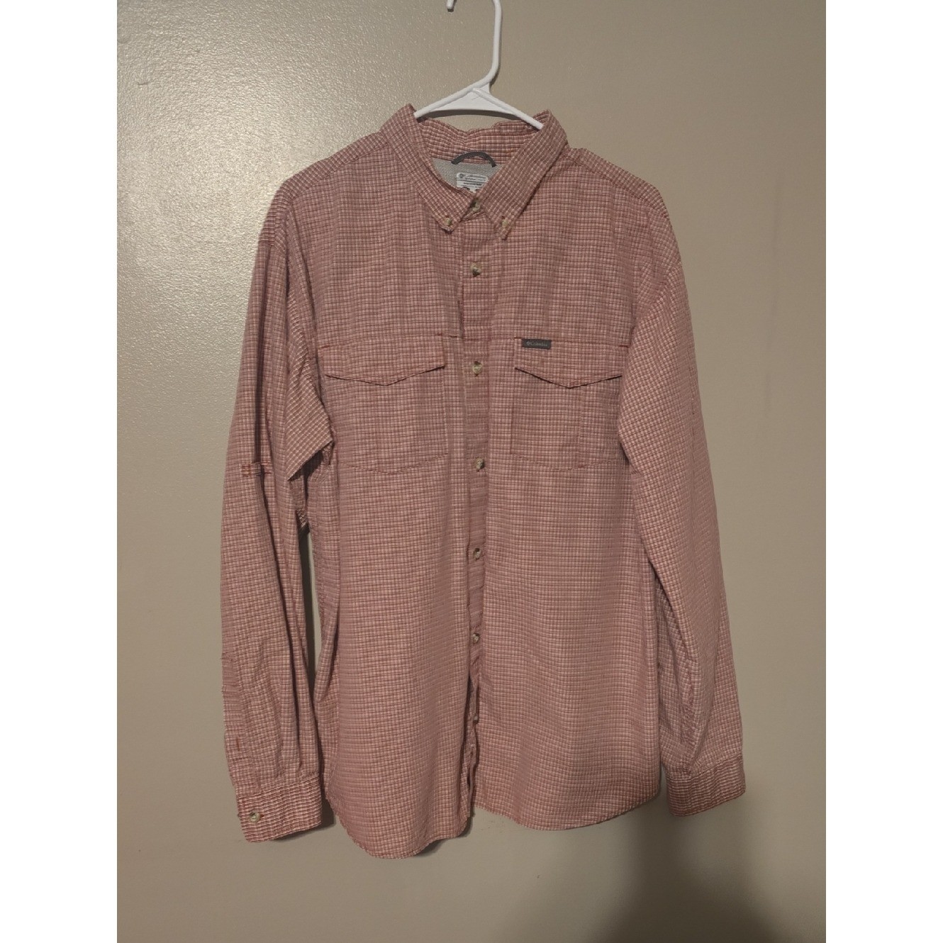 Columbia Omni Shade Shirt Men XL Red Plaid Vented Outdoor Long Sleeve Button Up