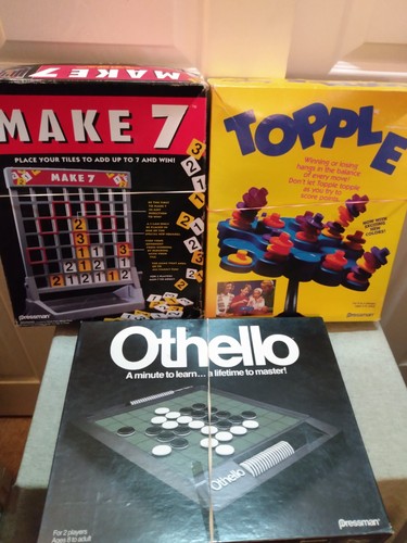 3 Vintage 1990s Pressman Board Games - Topple, Othello & Make 7 - See Notes/Pics - Picture 1 of 17