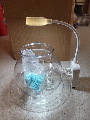 Plastic Fish Bowl Tank With Tray & Aquarium Light Mini Fish Tank Rock Deco Set