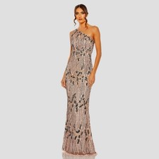 Mac Duggal NEW $798 Multicolor Sequin One Shoulder Maxi Gown NWT Size 12a