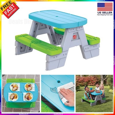 Kids picnic table indoor outdoor Step2 fun and friends picnic table with benches