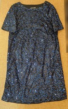 SHEIN Blue Black Sequin Glitter Mini Dress Size S Party Evening