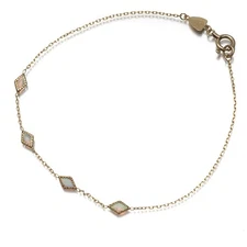 Auth agete Bracelet Opal 4P Station 10K 416 Yellow Gold