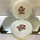 Vintage Fire King Dinner Plates Primrose Floral Milk Glass 9 In Set of 2