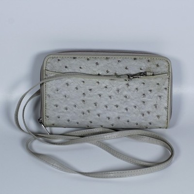 Roberta Viviani Crossbody Wallet - Grey Ostrich-Effect Finish