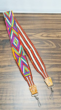 Vintage 1970s Colorful Boho Retro Pattern Woven Camera Strap - Reversible