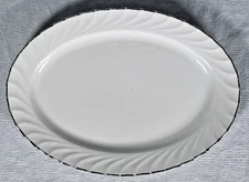 Norleans Estate 12" Oval Serving Platter Fine China Swirled Platinum Trim