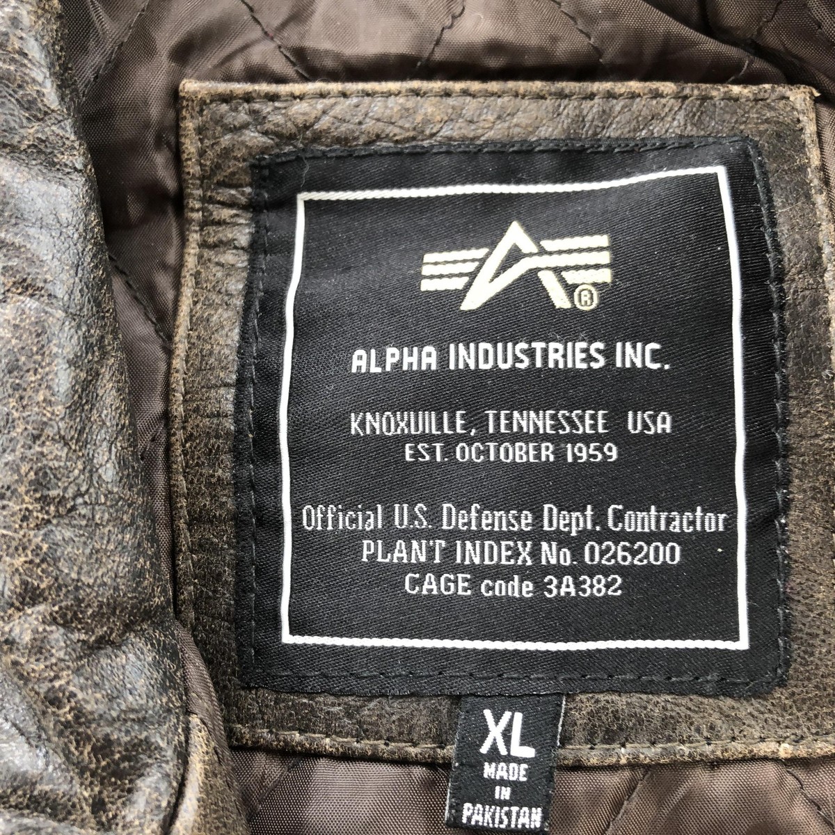 Alpha Industries Jacket Mens XL Brown A-2 Leather Flight Bomber