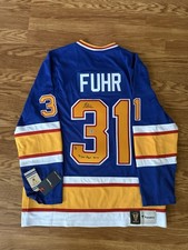 Grant Fuhr Autographed St Louis Blues Vintage Hockey Fanatics Jersey, Size L COA