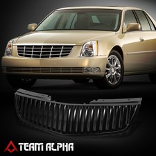 Fit 2006-2011 Cadillac Dts Vertical Slat Badgeless Upper Front Hood Grille Black