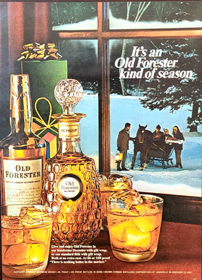 Old Forester Kentucky Bourbon Whiskey Original 1967 Vintage Print Ad Wall Art
