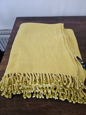 Habitat Cotton Throw with Beaded Tassels 170cm x 180cm