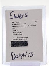 QUINN EWERS 2025-26 SELECT RPA ROOKIE JUMBO PATCH WHITE PRIZM RC AUTO /75 Q1940