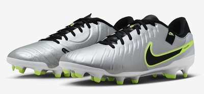 Nike Tiempo Legend 10 FG MG Soccer Cleats Shoes Silver DV4337-001