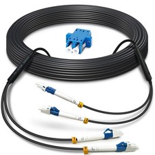 50ft/15m LC to LC Armored Fiber Optic Cable, Outdoor Fiber Patch Cable, Singl...