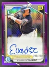 2024 Bowman Esmerlyn Valdez Chrome Auto Purple Refractor 1st #/250 Pirates