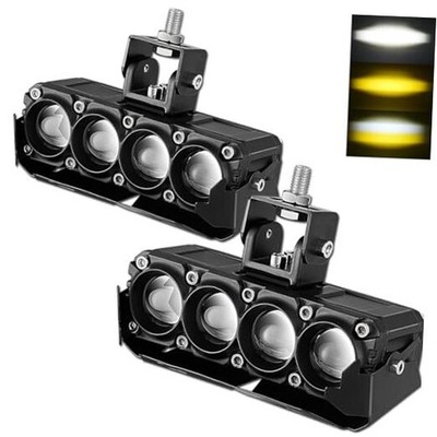 Motorcycle Fog Lights, 80W 8000LM Dual Color White Amber Driving Auxiliary Pod 