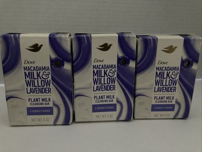 3X Dove Plant Milk Cleansing  MACADAMIA MILK & WILLOW LAVENDER, Bar 5 Oz Each