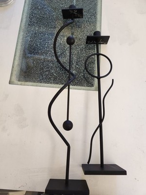 Rick Martin 1999 Post Modern Metal Candlestick Holder Atomic Spherical Abstract
