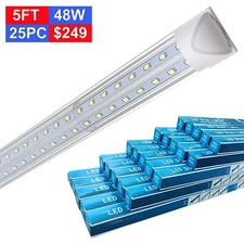 25 Pack 48W 5 Ft Led Light Fixture T8 Led Shop Light 6500K Daylight Freezer Tube