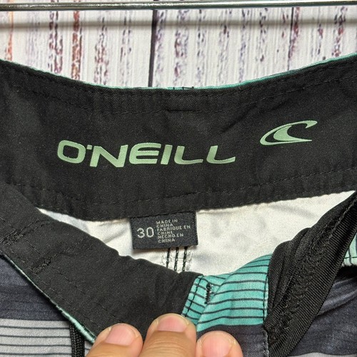 O’Neill board shorts swimming trunks Mens size 30 teal/gray and stripes - Picture 5 of 8