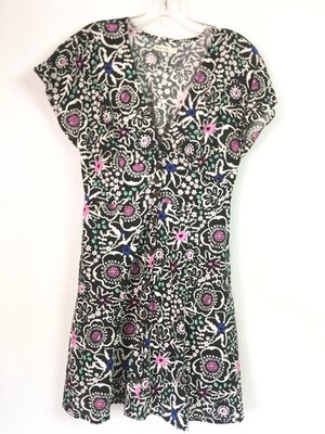 Marine Layer Womens Small Camila Mini Dress Black Floral Block Print