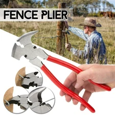 CR-V Steel Fence Pliers 10" Inch Multi Purpose Wire Cutter Fencing Hammer Tool