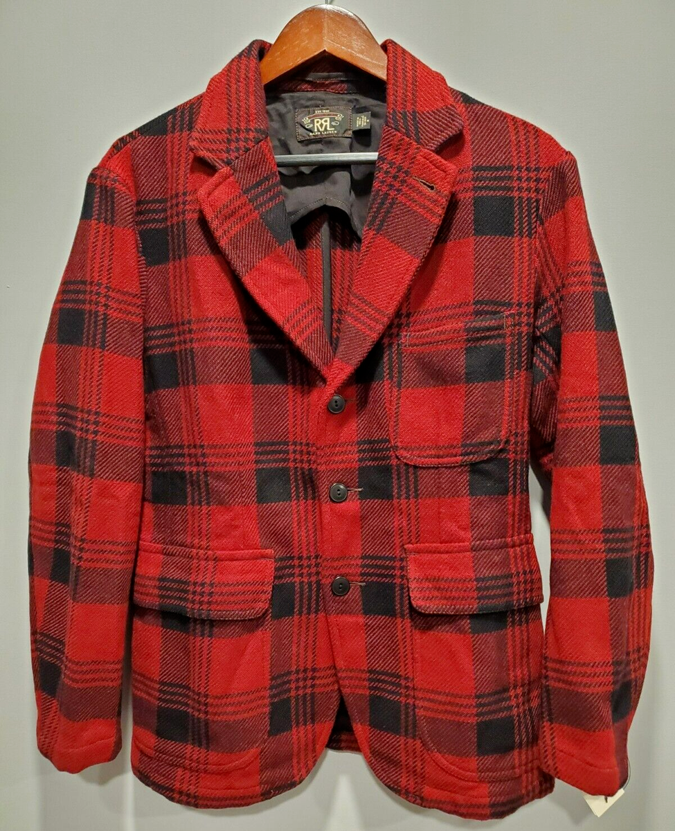 ジャケット・アウター RRL Wool Jacket Ralph Lauren RRL Red Black Plaid Wool Sportcoat Jacket