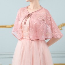 Women Chic Lace Open Front Shrug Cropped Bolero Cloak Ties Up Wedding Party NEW