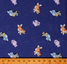 Cotton Bluey Characters Goodnight Bluey Blue Fabric Print by Yard D766.93