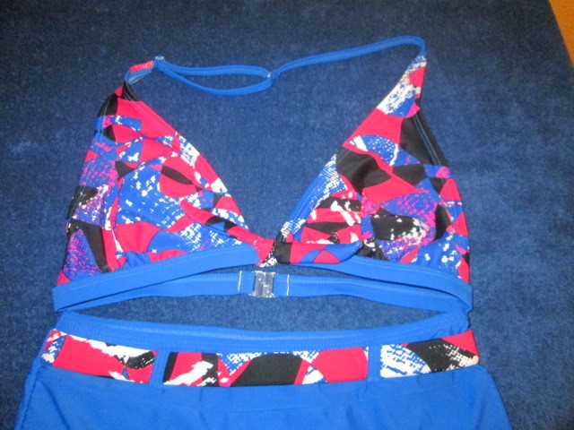 Blau bunter Bikini Gr. 164 / 176 Unpaar Textiles Vertrauen