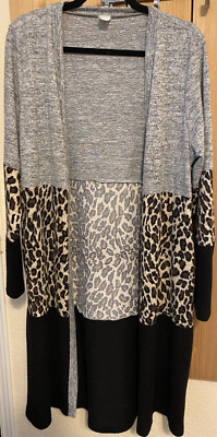 Sunshine & Rodeos Leopard Print L/S Long CoverUp L
