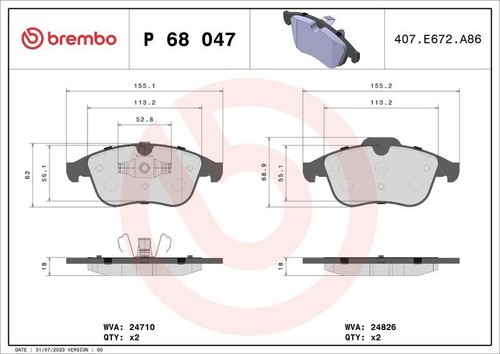 Kit De Freins AVANT BREMBO Pour RENAULT Scenic III Megane Disques + Plaquettes - Photo 3/7