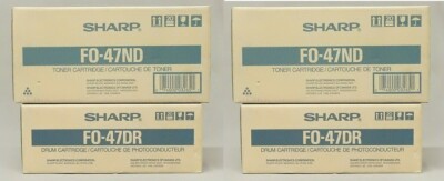 Lot of 4 Sealed Genuine Sharp FO-47ND Black Toner Cartridges & FO-47DR Drums