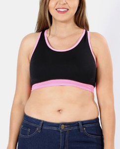 Zenana Outfitters 2x Entrecruzadas De Espalda Sujetador Deportivo Bloque De Color Negro Neon Ebay