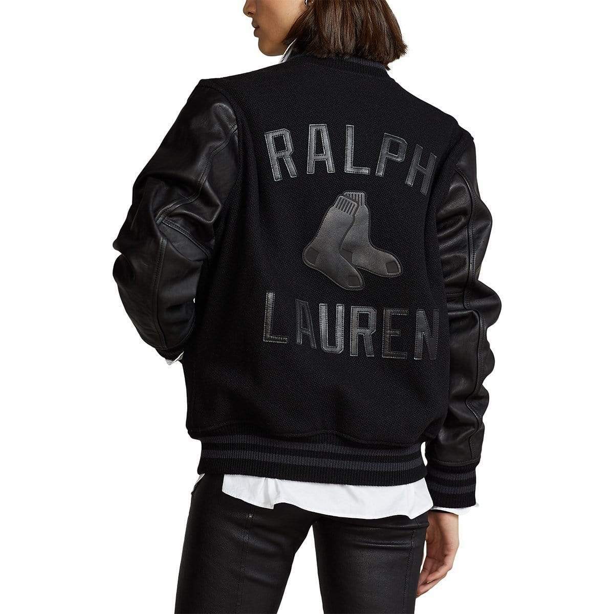 Polo Ralph Lauren Boston Red Sox MLB Black Ltd Ed Leather Baseball Bomber Jacket image 5