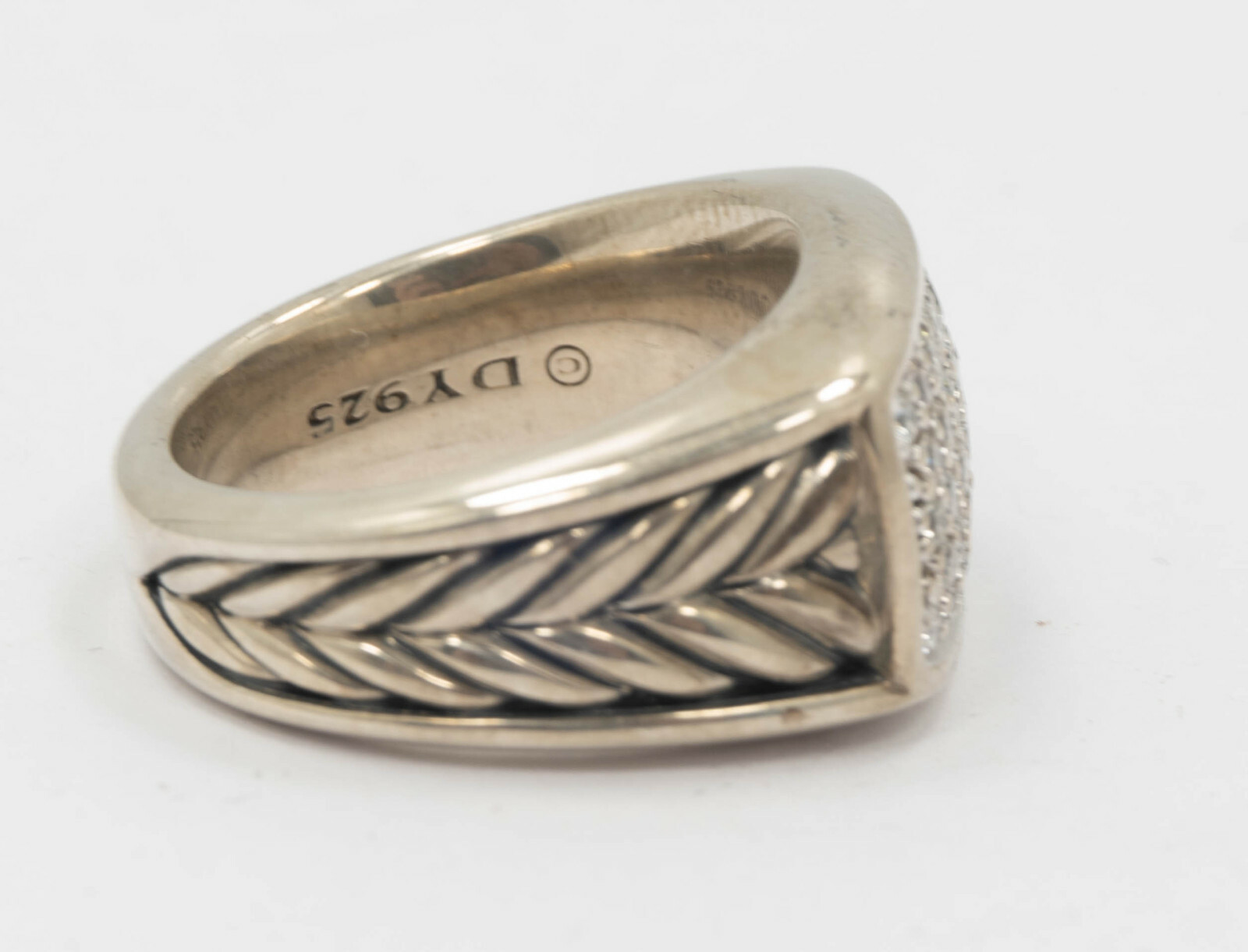 David Yurman Chevron 1 Carat Diamond Ring 925 Sterl… Gem