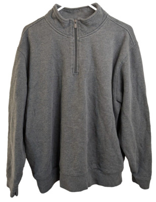 L. L. Bean, Men's Sherpa Lined, 1/4 zip, mock neck, grey, size L