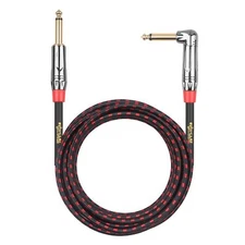 Clef Audio Labs 6.35mm TS to 6.35mm,Black Shell/Red Braided -10FT-1PK