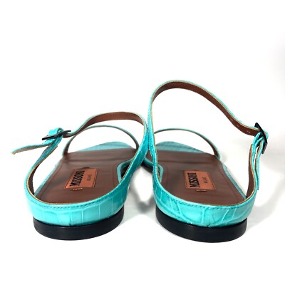 MISSONI Womens Crocodile Embossed Leather Flat Sandals