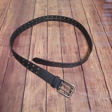 The Belt Shoppe Belt Mens 46 Black Full Grain Buffalo Leather 1.5" Double Prong