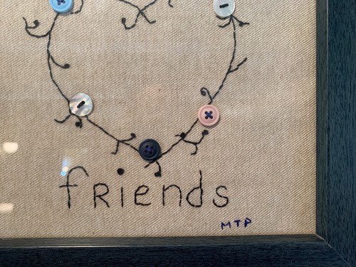 VTG Embroidery Heart Friends Galentine Cottage Handmade Stitch Boho Button Folk - Picture 4 of 7