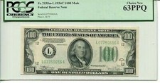 FR 2155m-L Mule 1934C $100 Federal Reserve Note 63 PPQ Choice New
