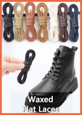 Waxed Cotton Flat Shoe Boot Laces Shoelaces Shoe Laces - Several Colours - 8mm