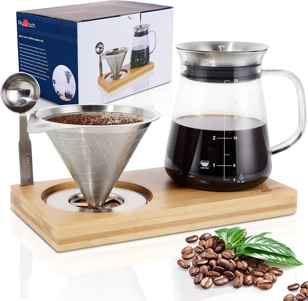 Pour over Coffee Maker Set with Extra Large Coffee Dripper, 28 Oz