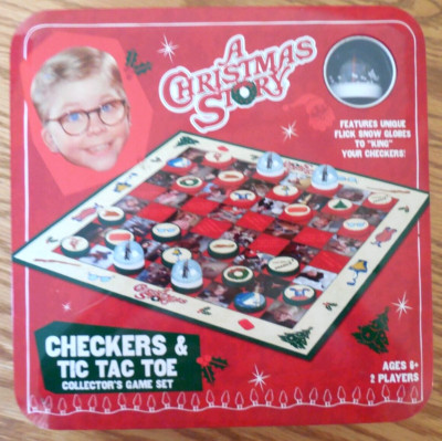 MINT  A Christmas Story ''Checkers & Tic Tac Toe'' Collector's Game Set in 8x8 Tin